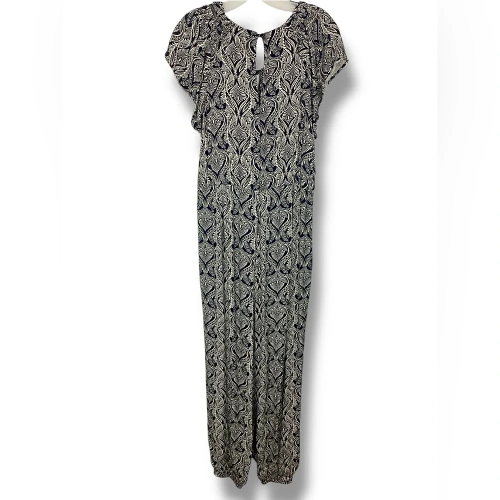 Anthropologie Zadie Black Printed button Jumpsuit Flutter sleeve Pockets - Picture 6 of 12